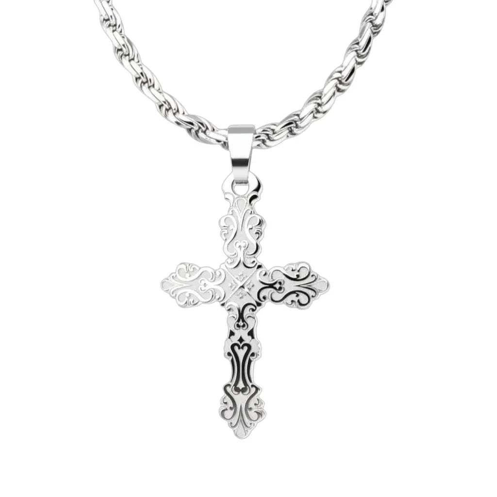 KREUZ ANHÄNGER ORNAMENT GRAVUR - SILBER 925