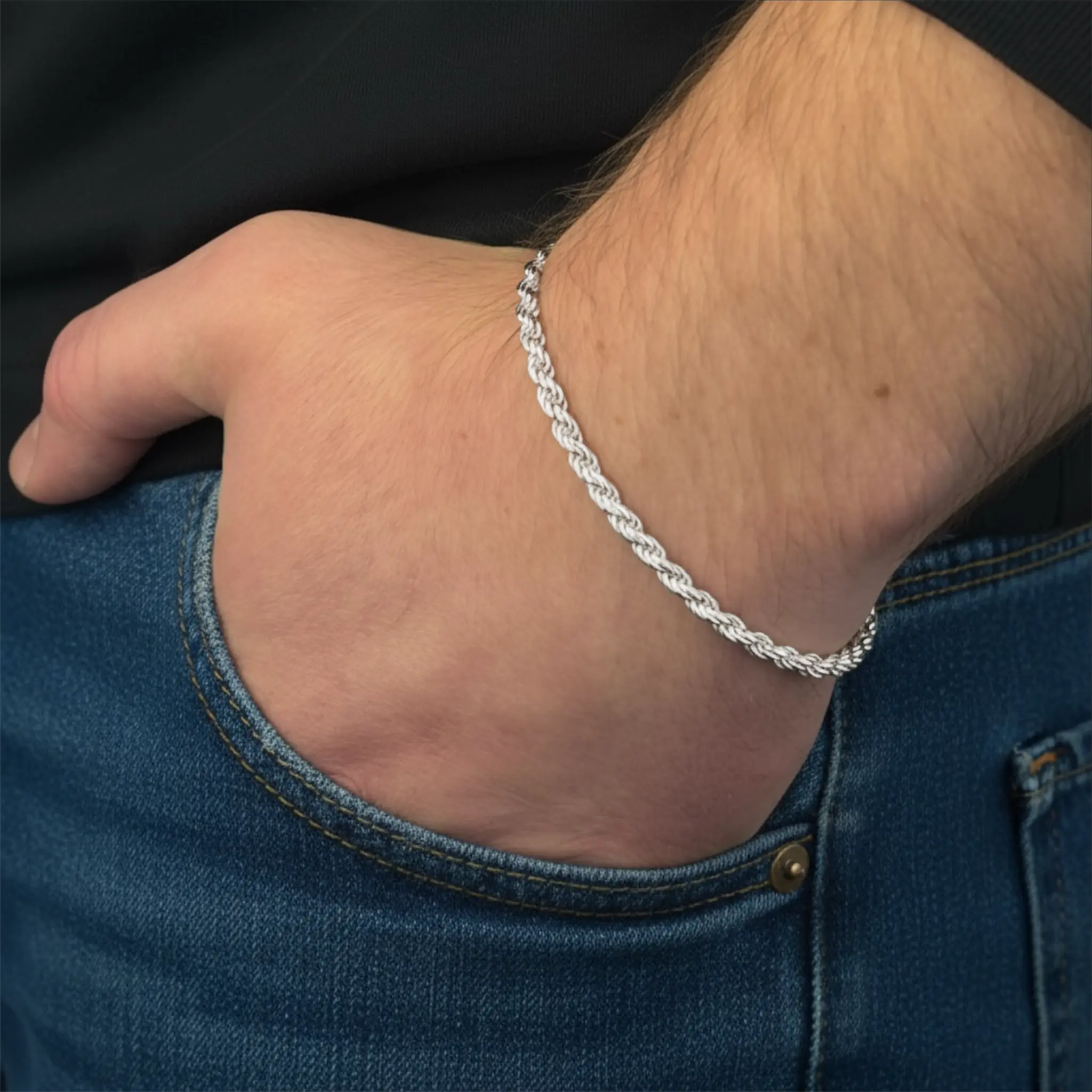 3,2MM KORDELKETTEN ARMBAND - SILBER 925